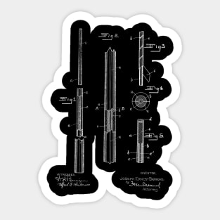 Billiard Cue Vintage Patent Hand Drawing Sticker